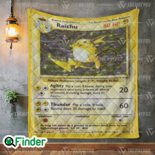 Raichu Pokemon Trading Card Quilt Blanket 1