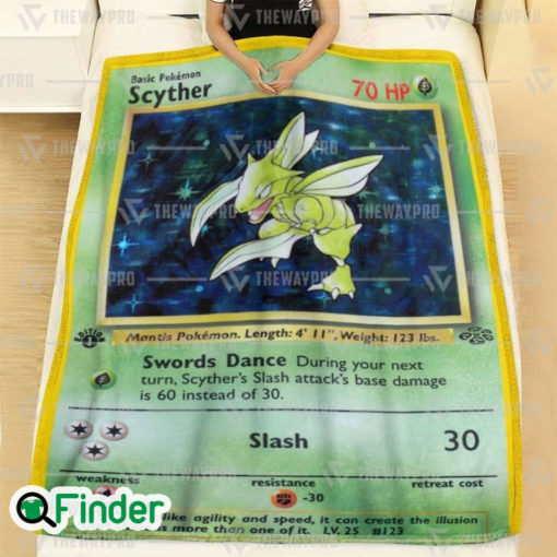 Scyther Holo 1st Edition Pokemon Trading Card Fleece Blanket 1