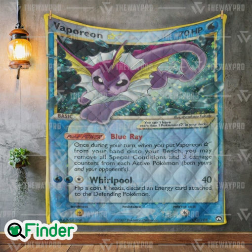 Shiny Vaporeon Pokemon Trading Card Quilt Blanket 1