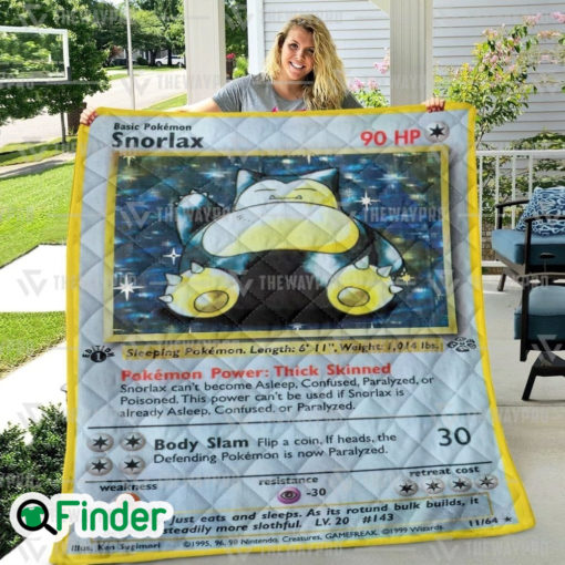 Snorlax Pokemon Trading Card Quilt Blanket 1