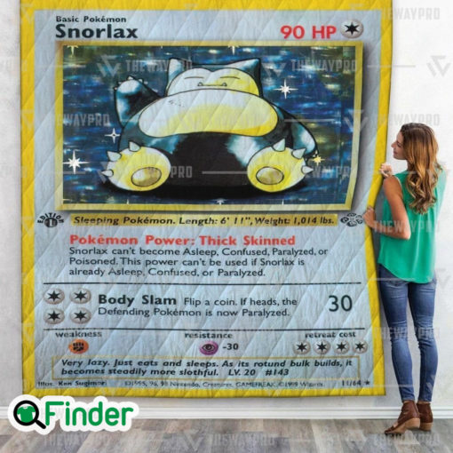 Snorlax Pokemon Trading Card Quilt Blanket