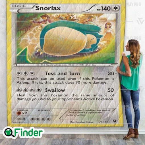 Snorlax Pokemon Trading Cards Quilt Blanket