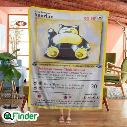 Snorlax Sleeping Pokemon Trading Card Fleece Blanket 1