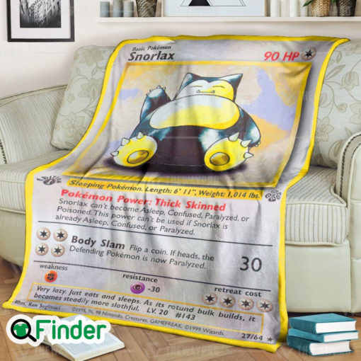 Snorlax Sleeping Pokemon Trading Card Fleece Blanket