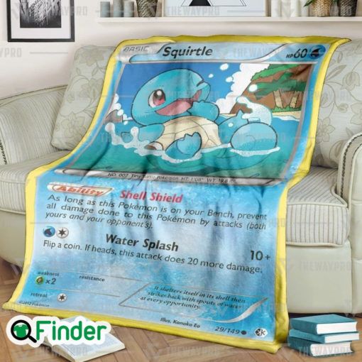 Squirtle Pokemon Trading Card Fleece Blanket