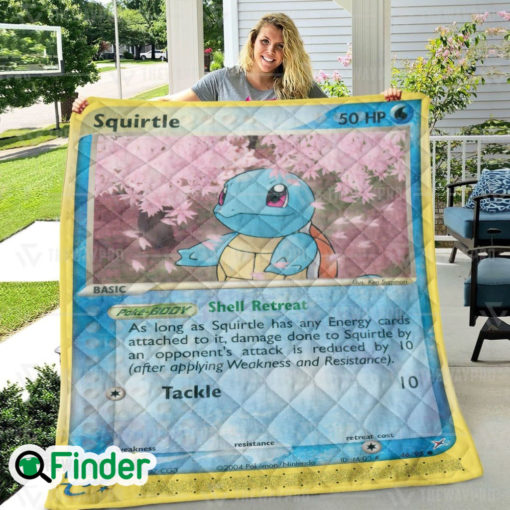 Squirtle Pokemon Trading Card Quilt Blanket 1