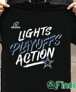 T shirt black Dallas Cowboys 2021 NFL Playoffs Bound Lights Action T Shirt