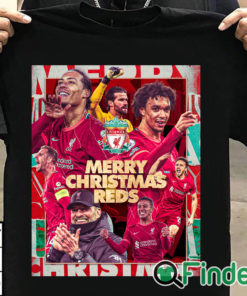 T shirt black Merry Christmas Reds Liverpool Football Club T shirt