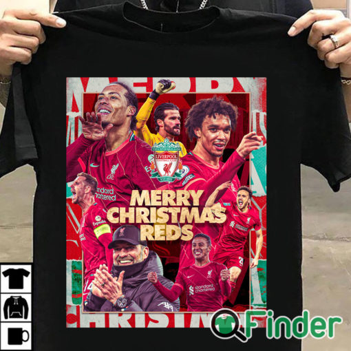 T shirt black Merry Christmas Reds Liverpool Football Club T shirt