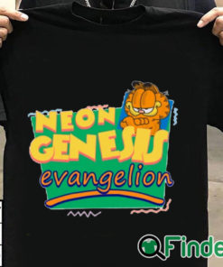 T shirt black Neon Genesis Evangelion Meets Garfield And Friends T Shirt