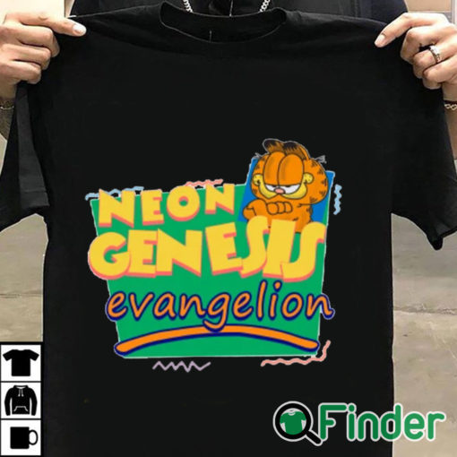 T shirt black Neon Genesis Evangelion Meets Garfield And Friends T Shirt