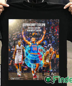 T shirt black Stephen Curry record breaker history maker T shirt 1