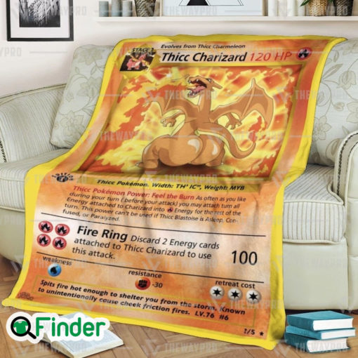 Thicc Charizard Pokemon Trading Card Fleece Blanket