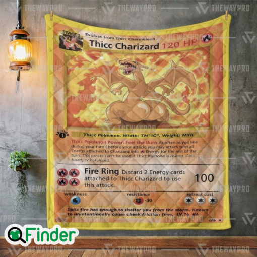 Thicc Charizard Pokemon Trading Card Quilt Blanket 1