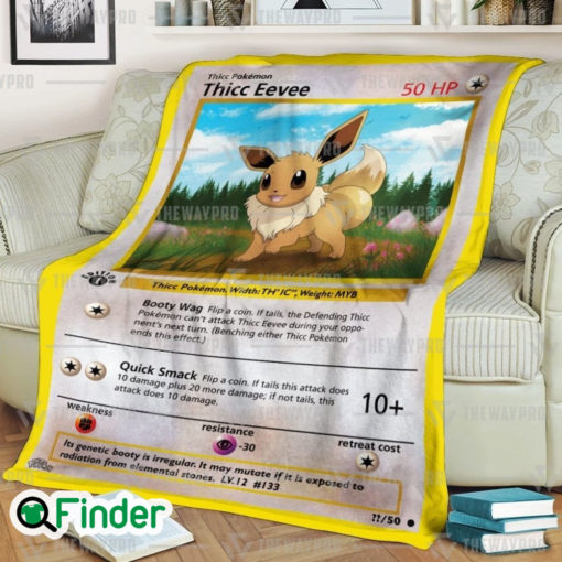 Thicc Eevee Pokemon Trading Card Fleece Blanket