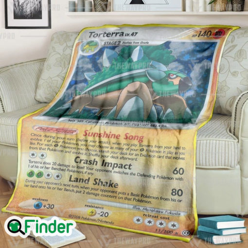 Torterra Pokemon Trading Card Fleece Blanket