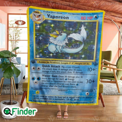 Vaporeon Pokemon Trading Card Fleece Blanket 1