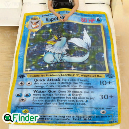 Vaporeon Pokemon Trading Card Fleece Blanket 2