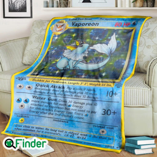 Vaporeon Pokemon Trading Card Fleece Blanket