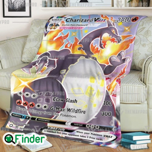 Gigantamax Shiny Charizard ​Pokemon Trading Card Game Fleece Blanket