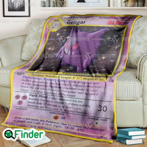 Gengar Holo Rare Pokemon Trading Cards Special Fleece Blanket