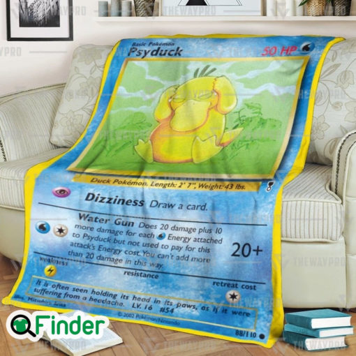 Psyduck Pokemon Trading Card Fleece Blanket