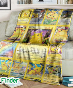 Pikachu Pokemon Trading Cards Fleece Blanket