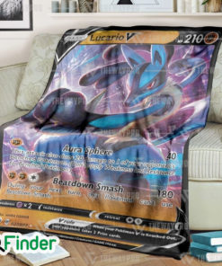 Lucario Pokemon Trading Cards Fleece Blanket