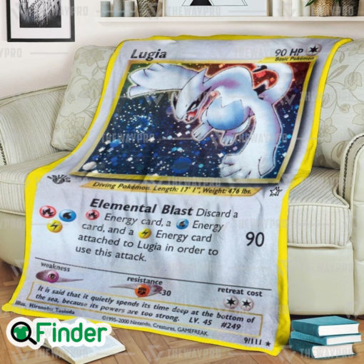 Lugia Pokemon Trading Card Fleece Blanket