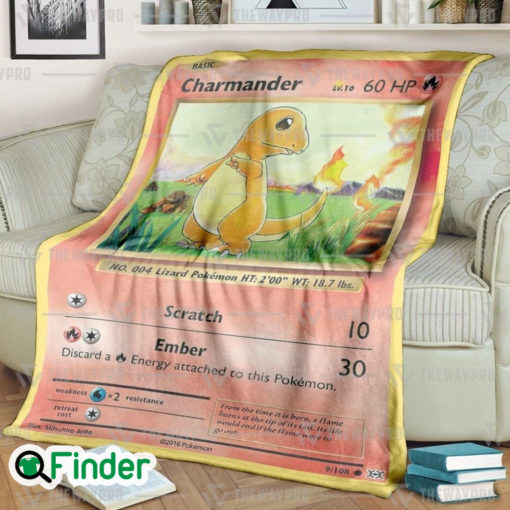 Charmander Trading Card Fleece Blanket