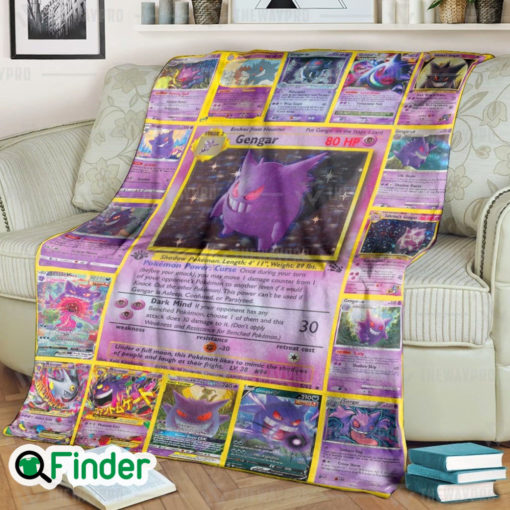 Gengar Pokemon Trading Cards Fleece Blanket