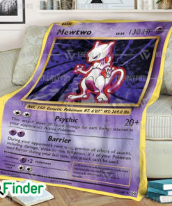 Mewtwo Pokemon Trading Card Fleece Blanket