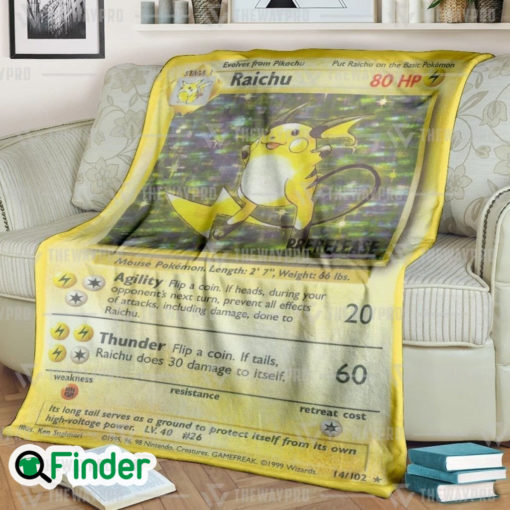 Raichu Pokemon Trading Card Fleece Blanket