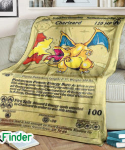 Gold Charizard 1st Edition Pokemon Card Fleece Blanket