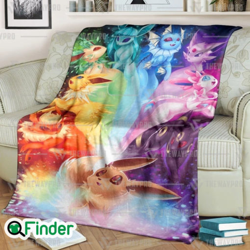 Eevee Evolutions Rainbow Custom Fleece Blanket