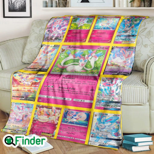 Sylveon Pokemon Trading Cards Fleece Blanket