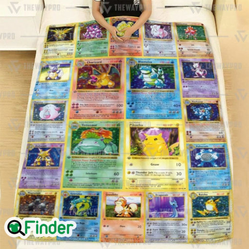 Gen 1 Pokemon Trading Cards Fleece Blanket