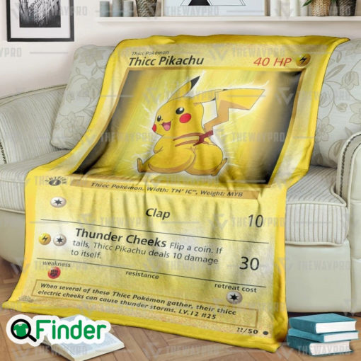 Thicc Pikachu Pokemon Trading Card Fleece Blanket