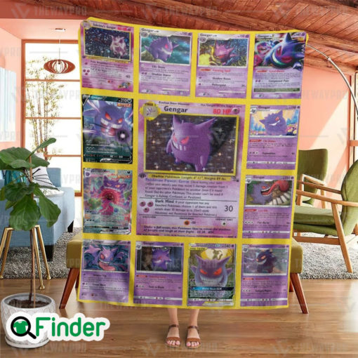 Gengar Pokemon Trading Card Fleece Blanket