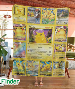 Pikachu Pokemon Trading Cards Fleece Blanket