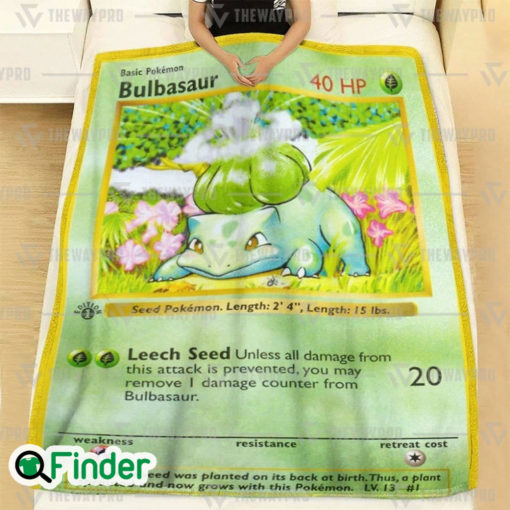 Bulbasaur Pokemon Trading Cards Fleece Blanket