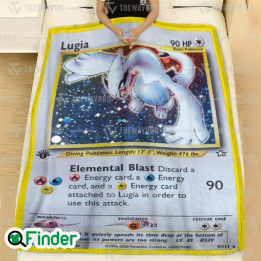 Lugia Pokemon Trading Card Fleece Blanket