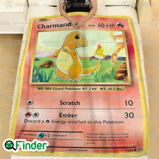 Charmander Trading Card Fleece Blanket