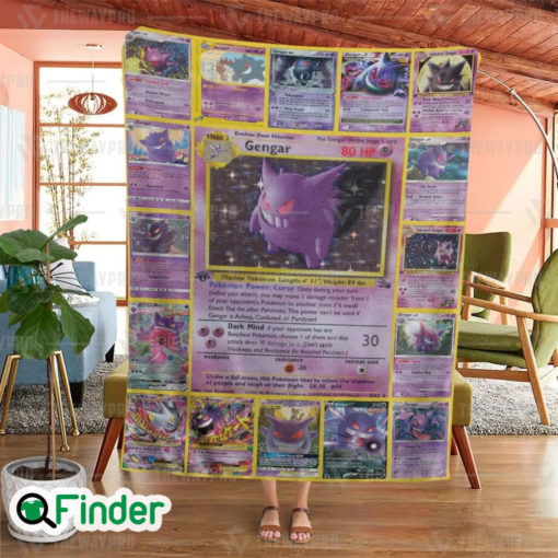 Gengar Pokemon Trading Cards Fleece Blanket