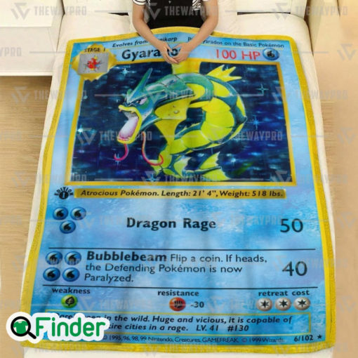 Gyarados Pokemon Trading Card Fleece Blanket