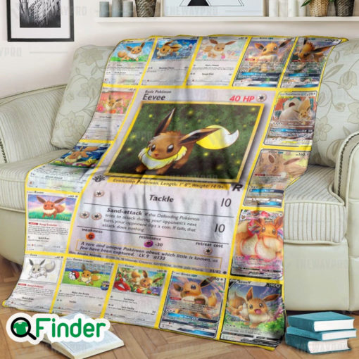 Eevee Pokemon Trading Cards Fleece Blanket