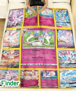 Sylveon Pokemon Trading Cards Fleece Blanket