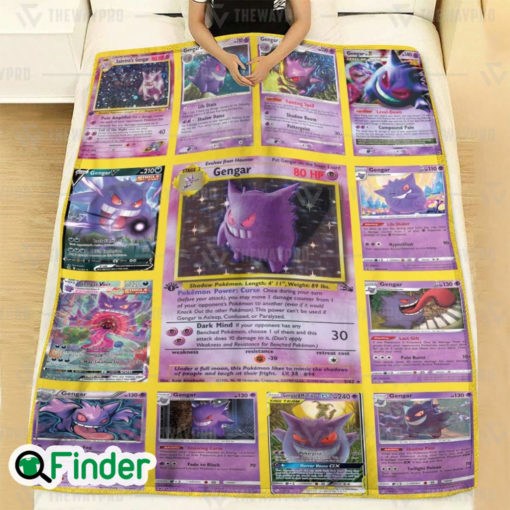 Gengar Pokemon Trading Card Fleece Blanket