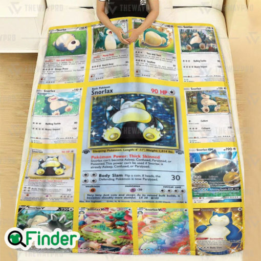 Snorlax Pokemon Trading Cards Fleece Blanket