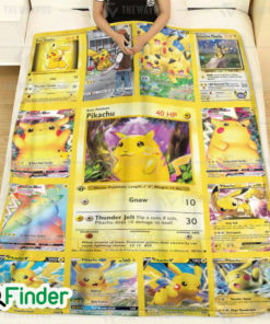 Pikachu Pokemon Trading Cards Fleece Blanket